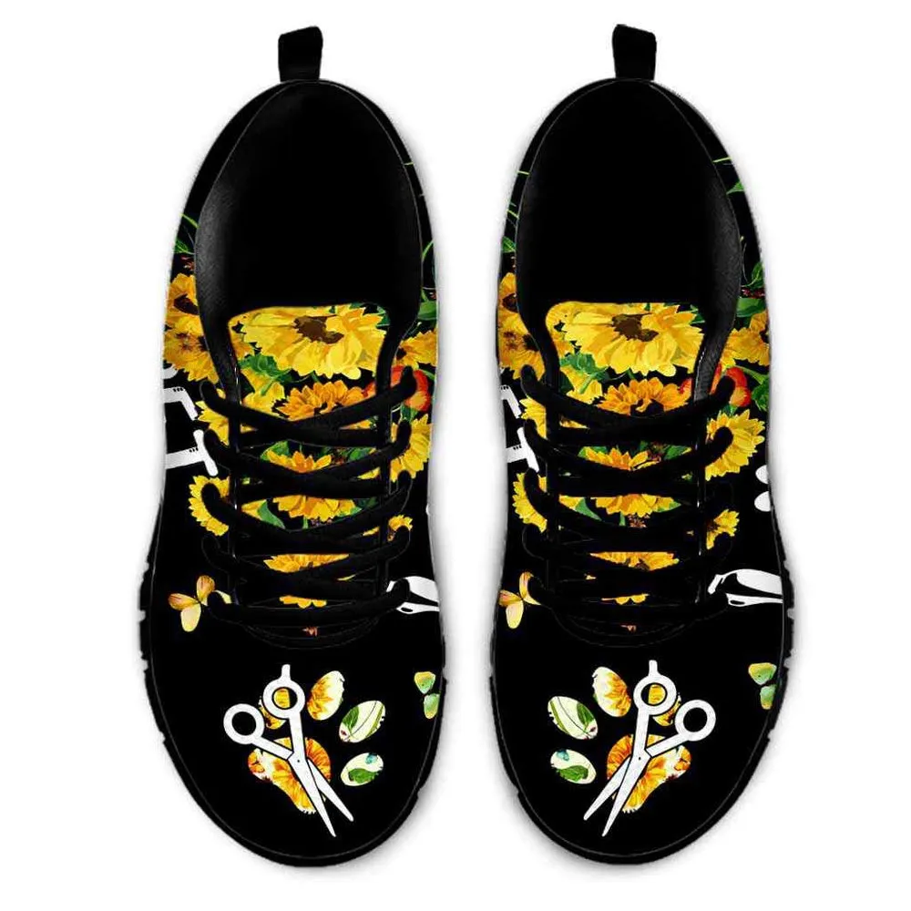 Dog Groomer Sneaker, Dog Groomer Sunflower Butterfly Love Sneakers Shoes, Best Running Shoes, Unique Gifts For Dog Lovers