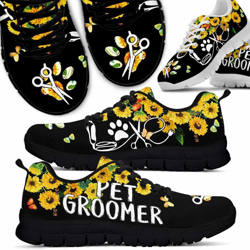 Dog Groomer Sneaker, Dog Groomer Sunflower Butterfly Love Sneakers Shoes, Best Running Shoes, Unique Gifts For Dog Lovers