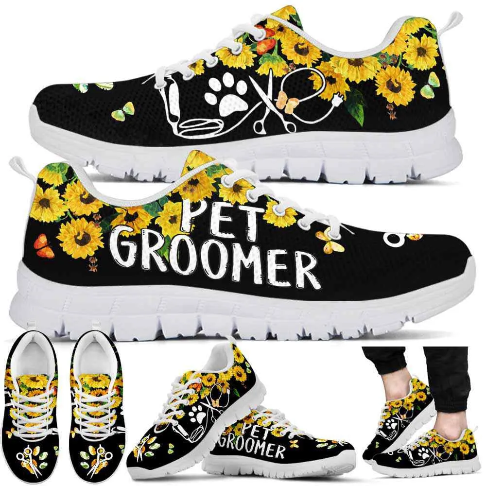 Dog Groomer Sneaker, Dog Groomer Sunflower Butterfly Love Sneakers Shoes, Best Running Shoes, Unique Gifts For Dog Lovers