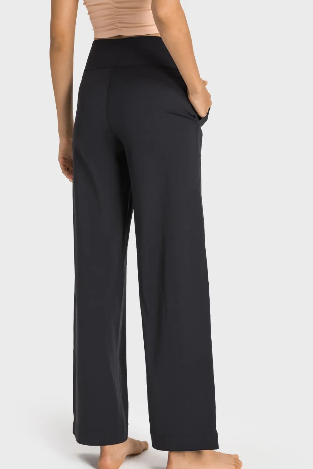 DRAWSTRING WAIST WIDE LEG SPORTS PANTS