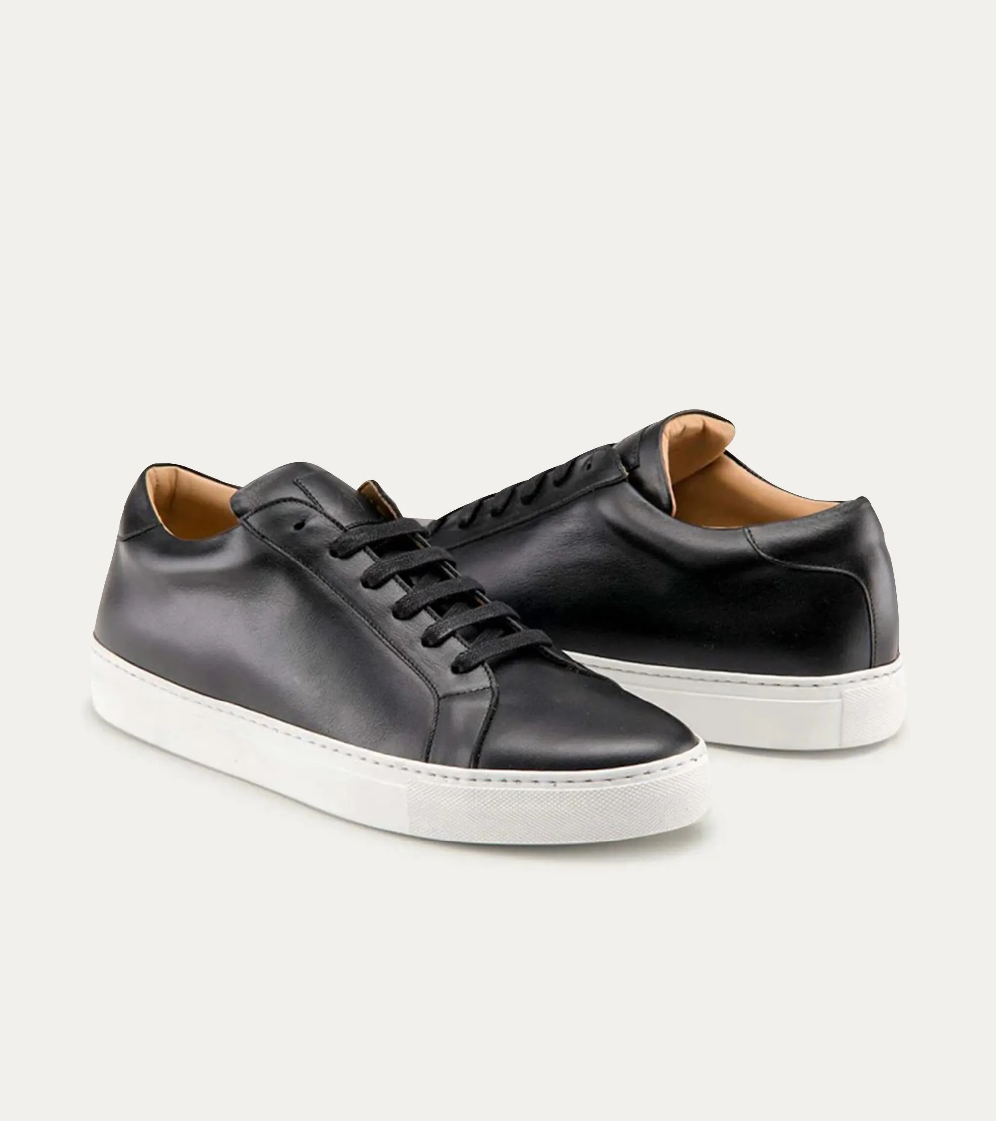 Dress Sneakers In Black With White Outsole