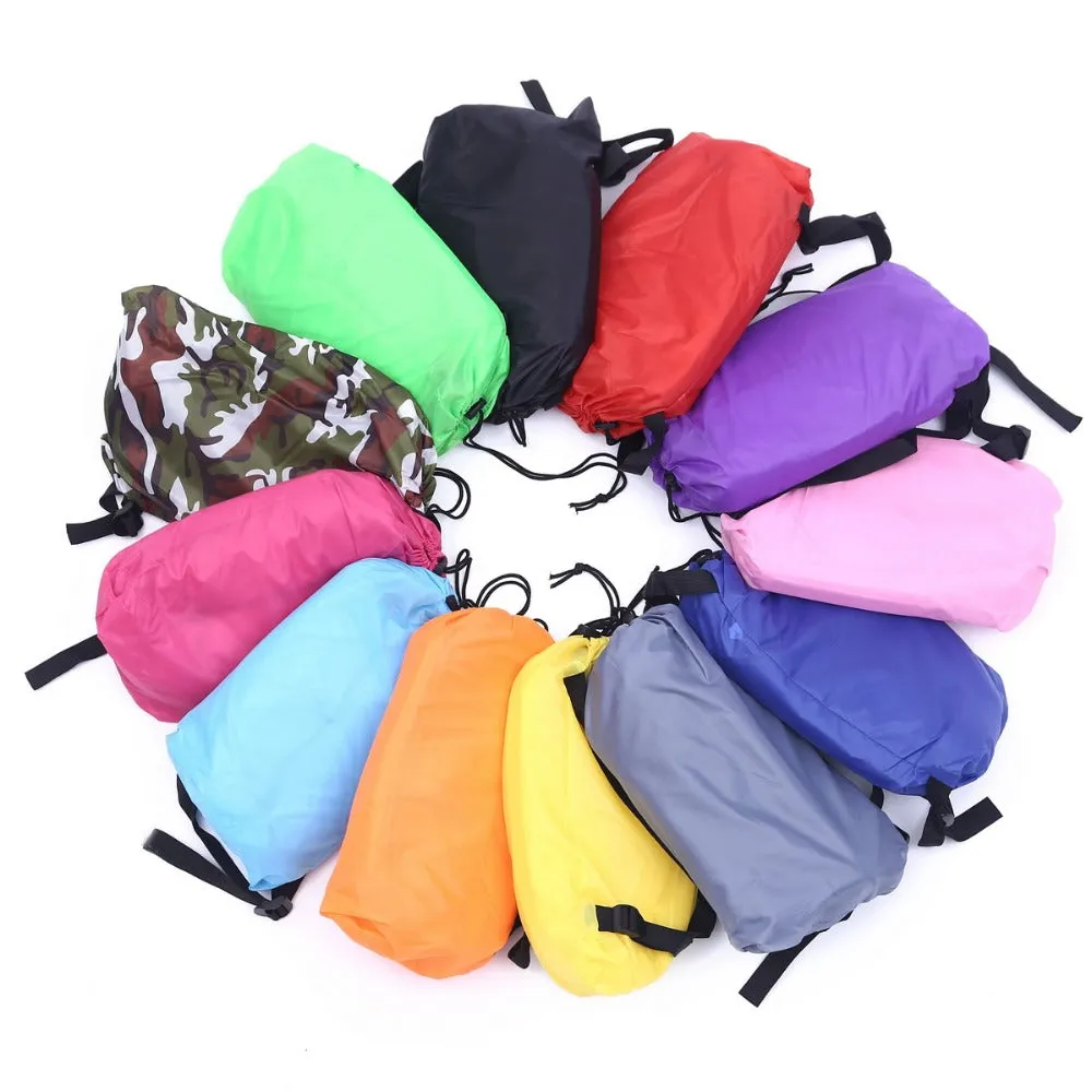 Drop shipping Fast Inflatable Lazy bag Sleeping Air Bag Camping Portable Air Sofa Beach Bed Air Hammock Nylon Banana Sofa