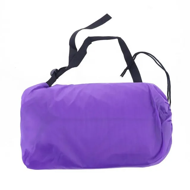 Drop shipping Fast Inflatable Lazy bag Sleeping Air Bag Camping Portable Air Sofa Beach Bed Air Hammock Nylon Banana Sofa