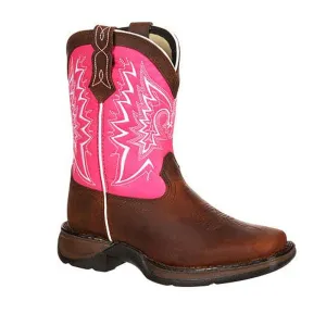 DWBT094 Lil' Durango Adolescent/Youth Let Love Fly Western Boot - Brown & Pink