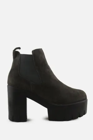 European Brand Stretchable Platform Boots | Suede