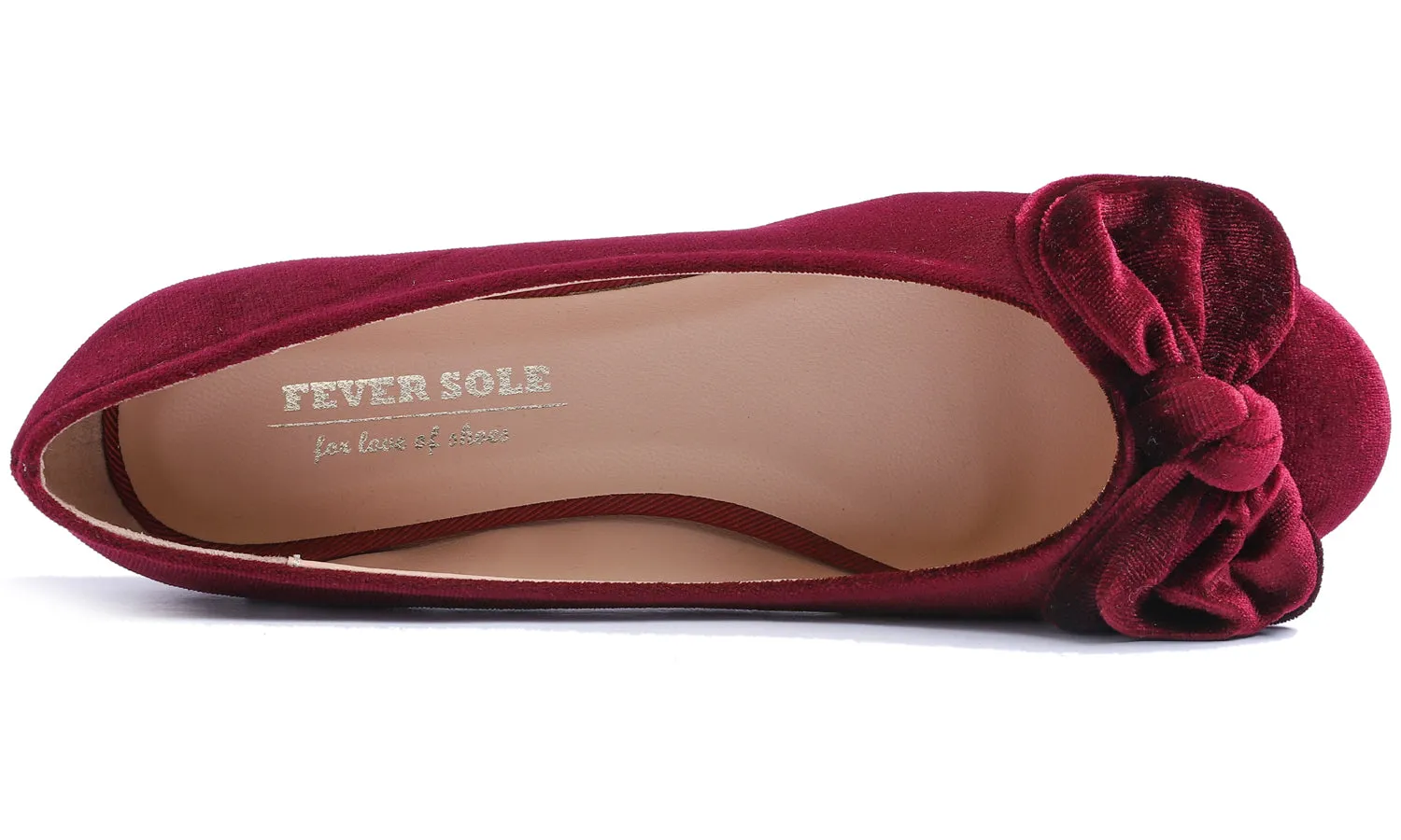 Feversole Women's Round Toe Cute Bow Trim Ballet Flats Burgundy Red Velvet Twist Bow