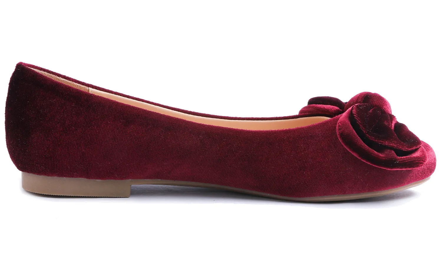 Feversole Women's Round Toe Cute Bow Trim Ballet Flats Burgundy Red Velvet Twist Bow