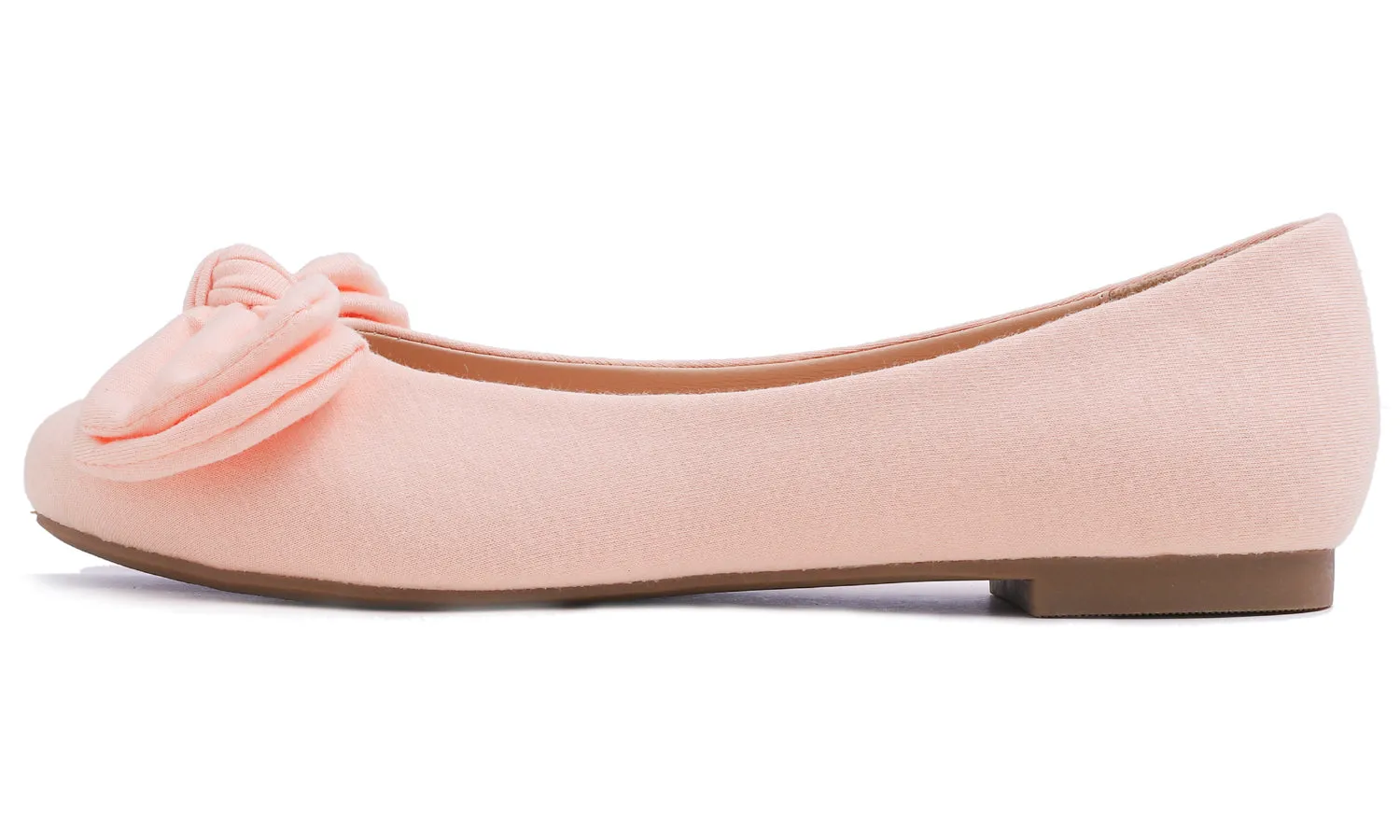 Feversole Women's Round Toe Cute Bow Trim Ballet Flats Pink Jersey