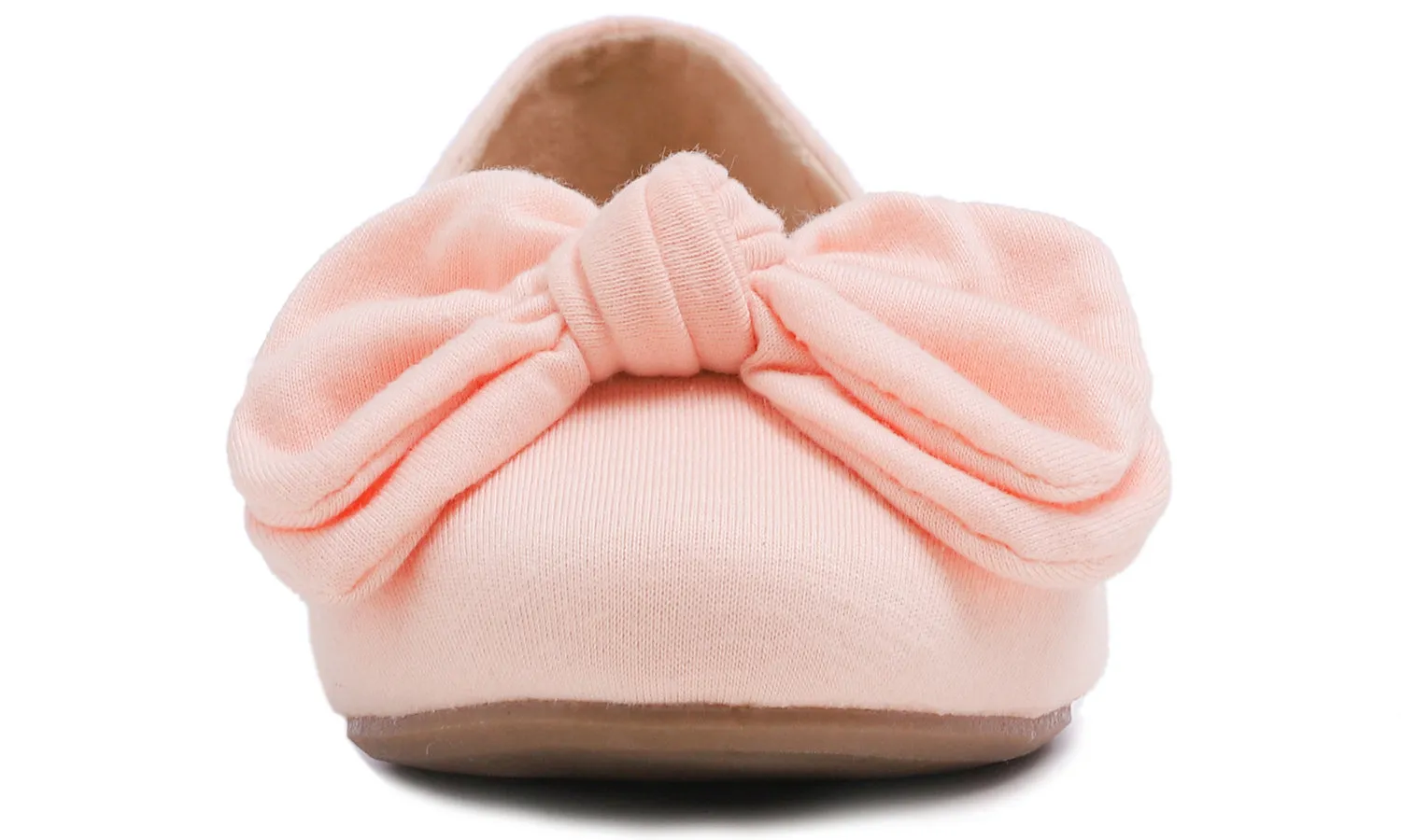 Feversole Women's Round Toe Cute Bow Trim Ballet Flats Pink Jersey