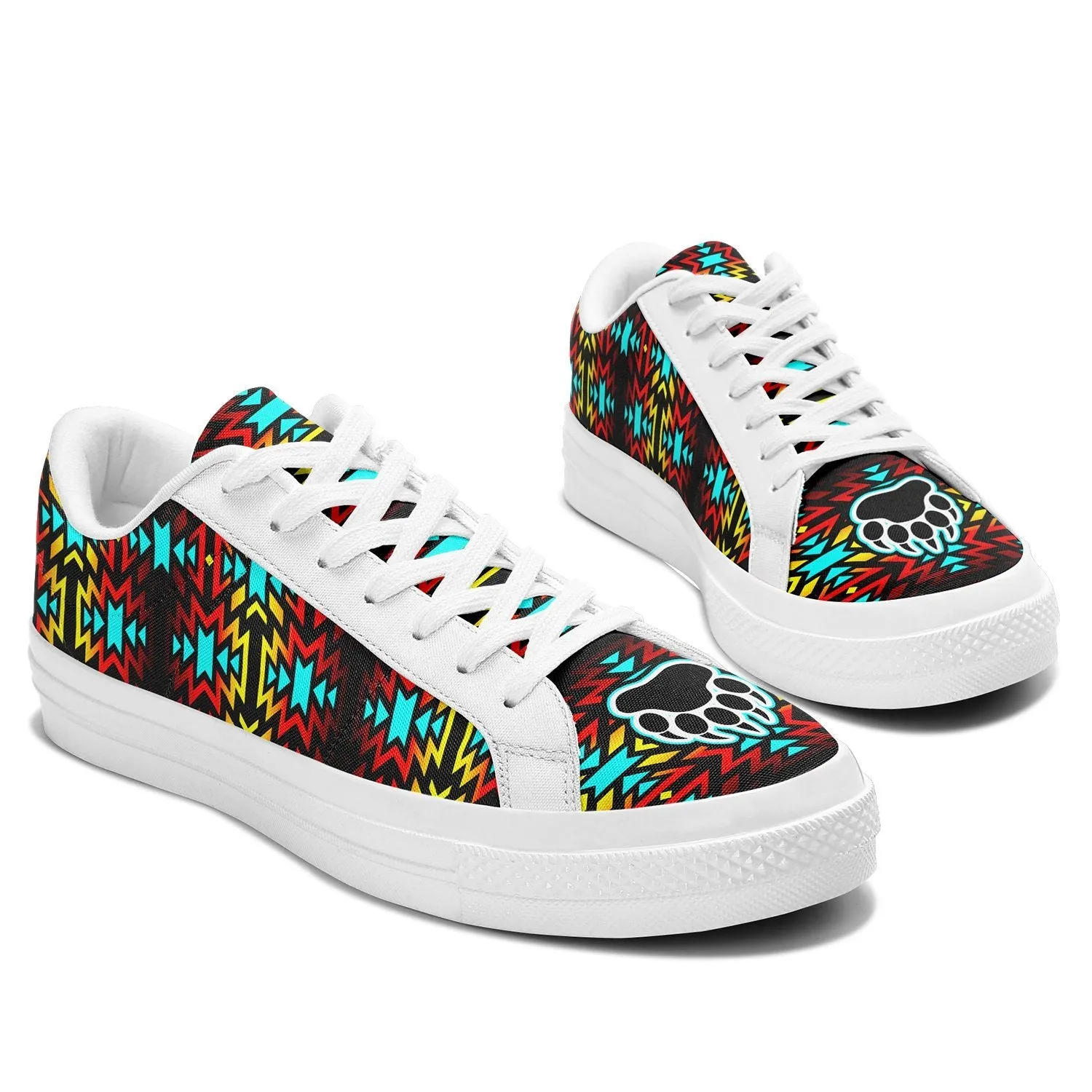 Fire Colors and Turquoise Bearpaw Aapisi Low Top Canvas Shoes White Sole