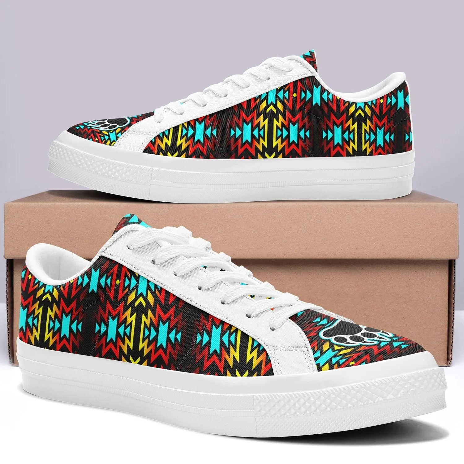 Fire Colors and Turquoise Bearpaw Aapisi Low Top Canvas Shoes White Sole