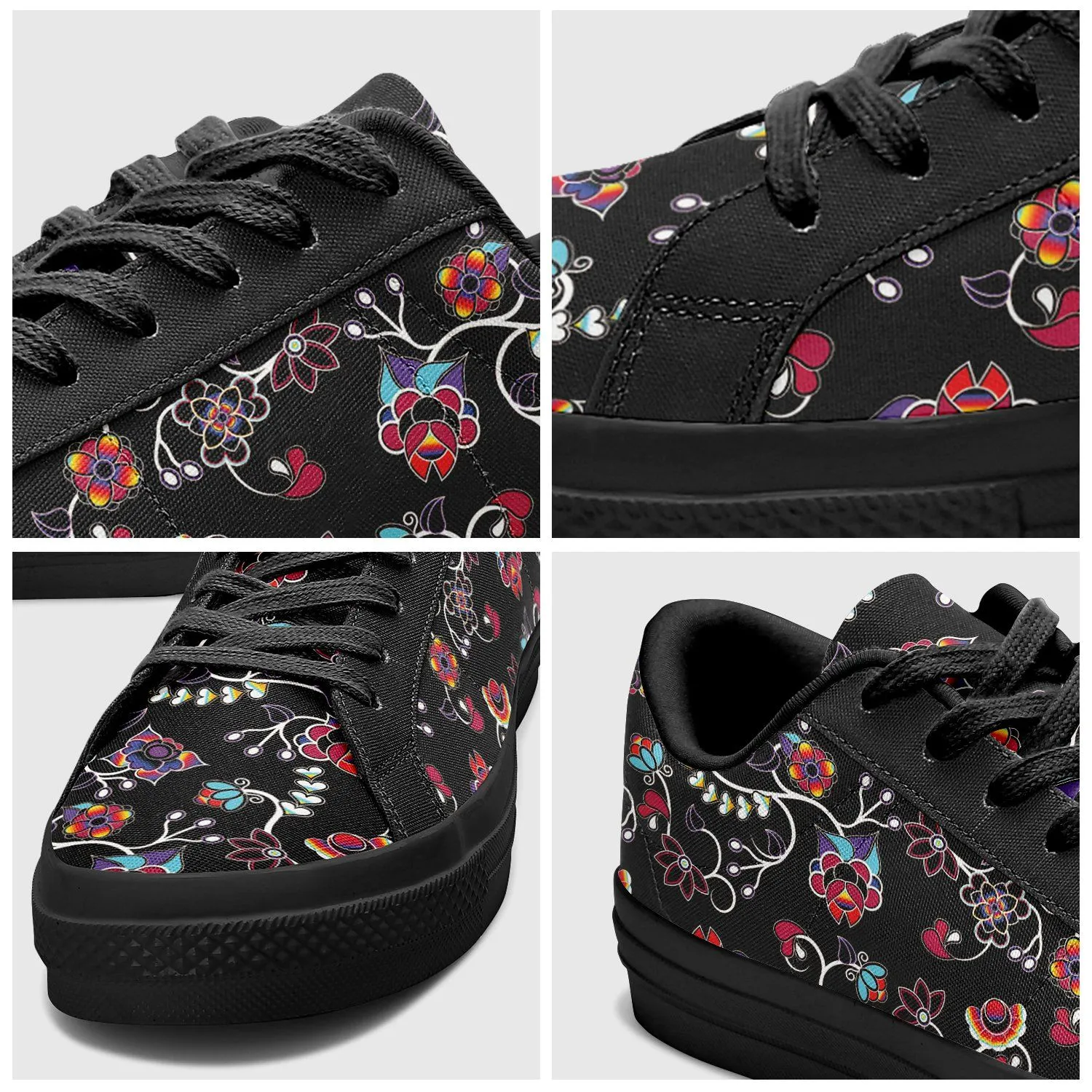 Floral Danseur Aapisi Low Top Canvas Shoes Black Sole