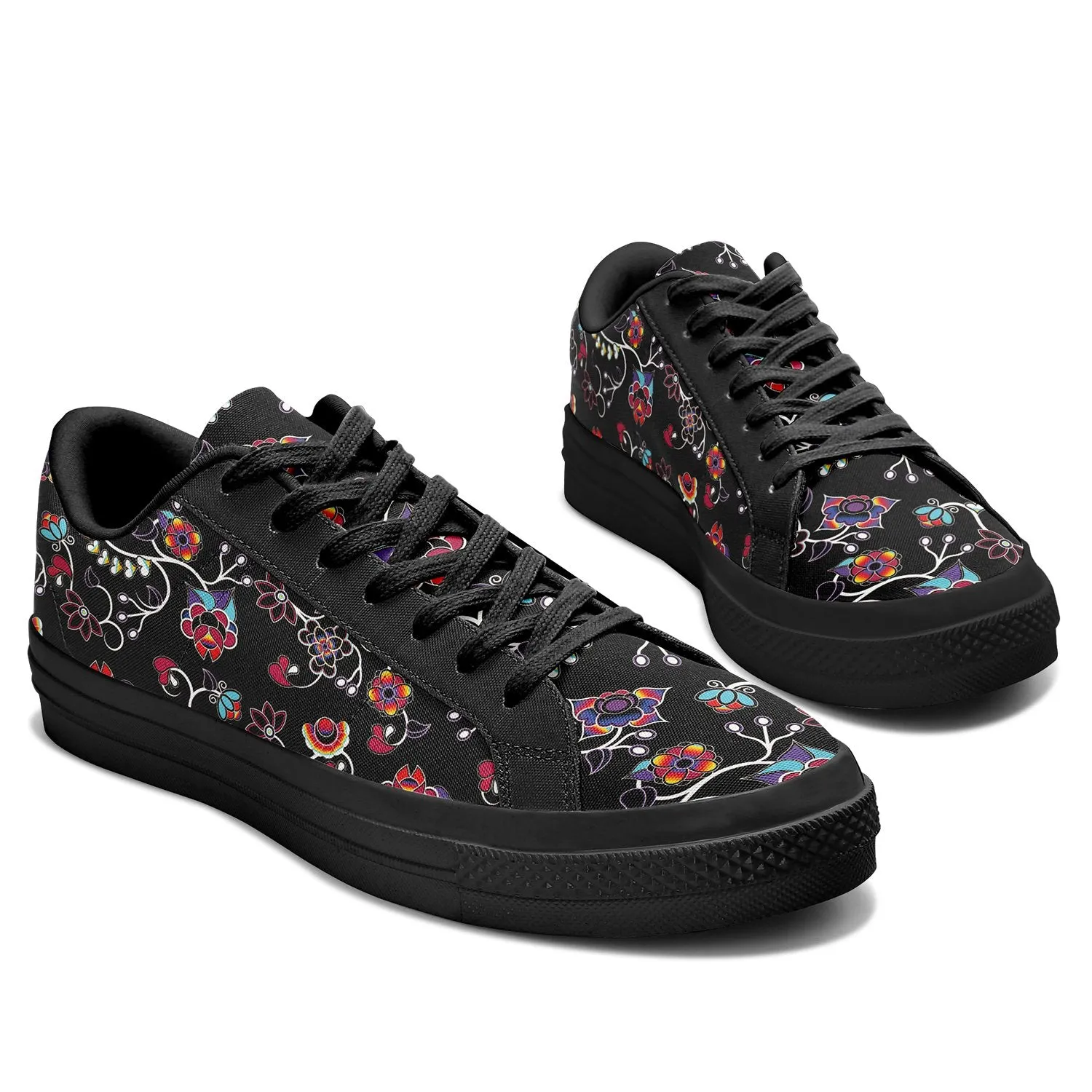 Floral Danseur Aapisi Low Top Canvas Shoes Black Sole