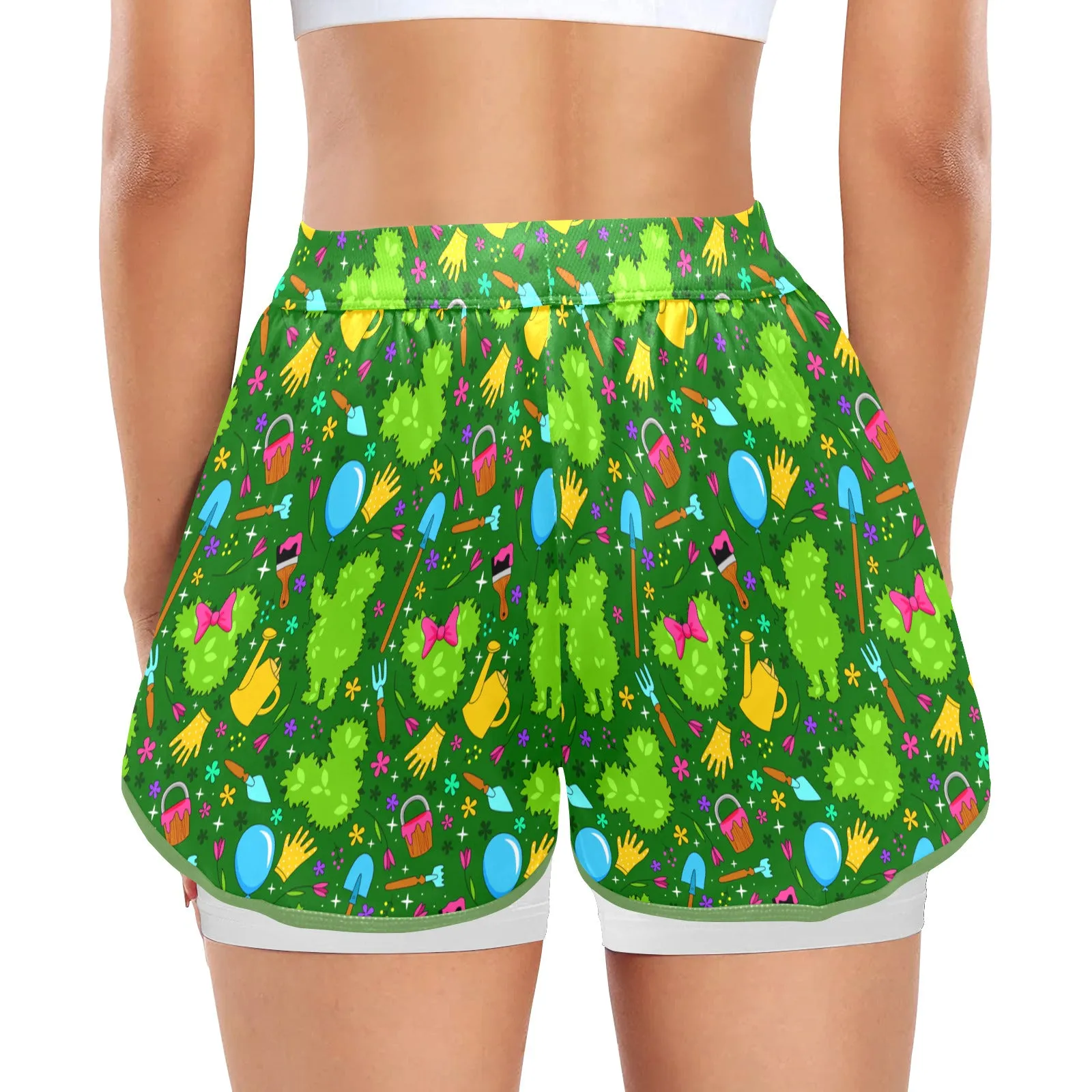 Flower And Garden Women's Sports Shorts With Compression Liner