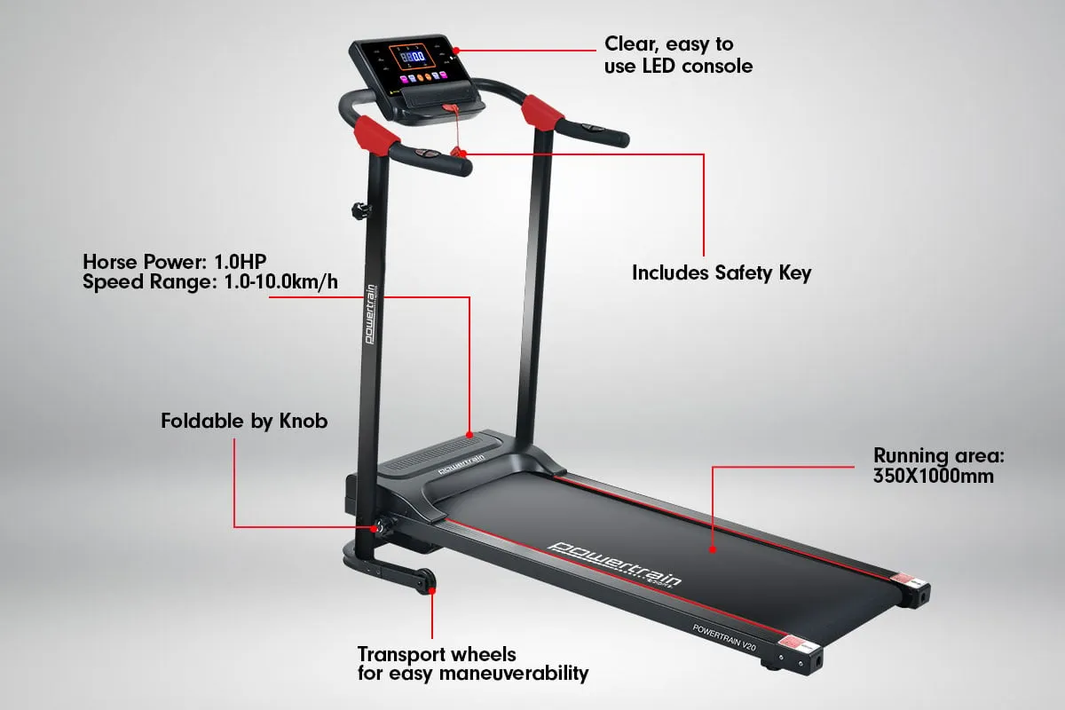 Foldable Treadmill with 12 Programs & MP3 - Powertrain V20