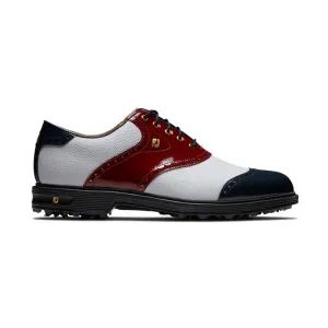 FOOTJOY Master 100 Years Premiere Men's Spiked Shoes (White/Navy/Red)