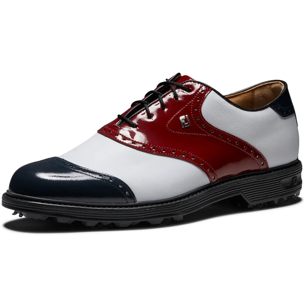 FootJoy Premiere Series Wilcox Spiked Waterproof Shoes - White/Navy/Wine