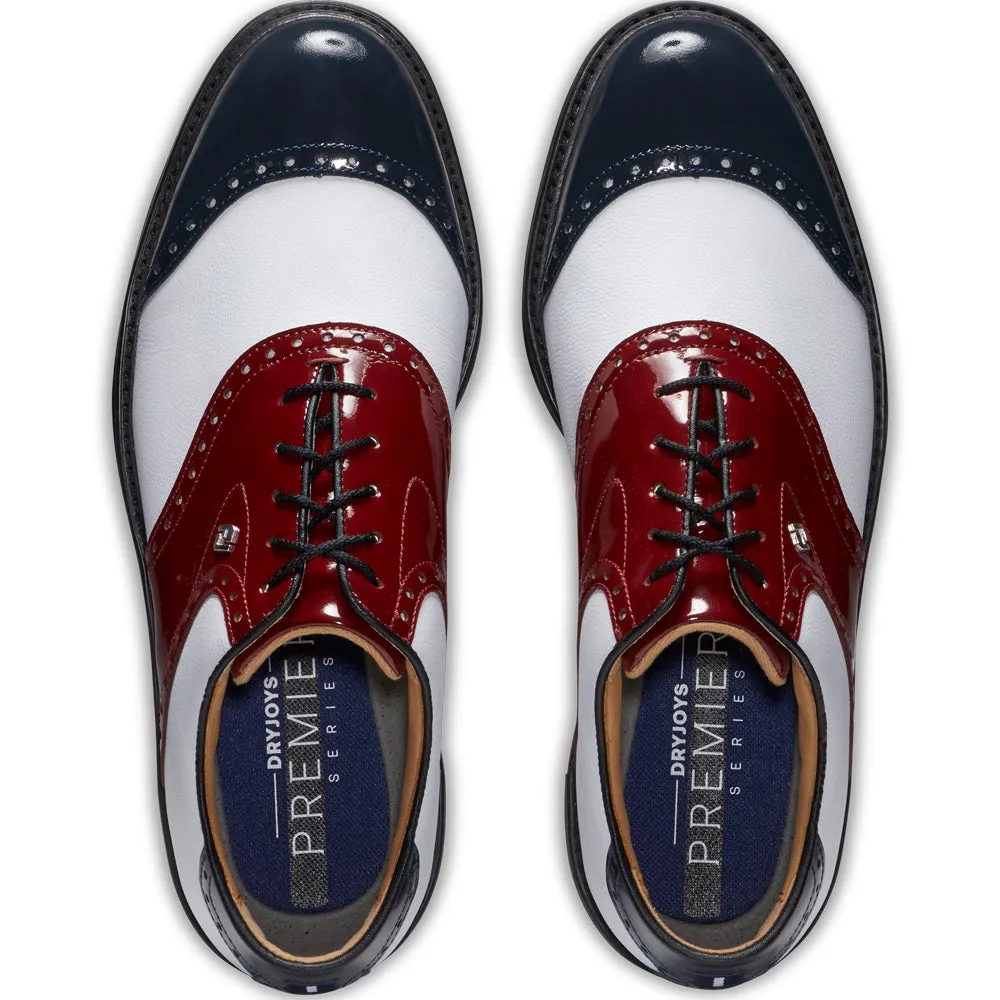 FootJoy Premiere Series Wilcox Spiked Waterproof Shoes - White/Navy/Wine