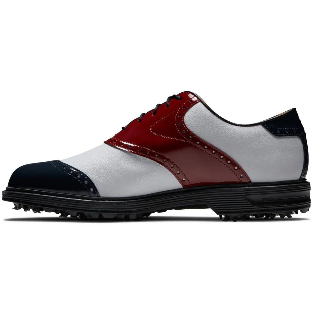 FootJoy Premiere Series Wilcox Spiked Waterproof Shoes - White/Navy/Wine