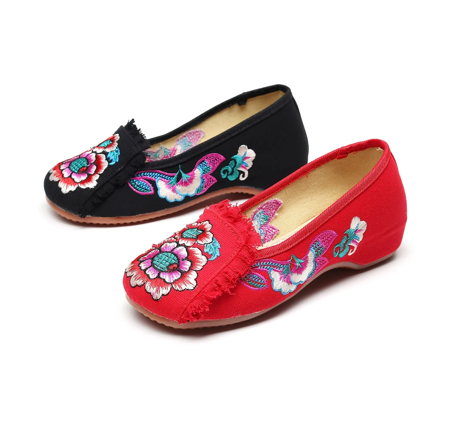 Fur Embroidered Single Shoe Cloth Shoes Oxford Soft Sole Walking Casual Dance Shoes