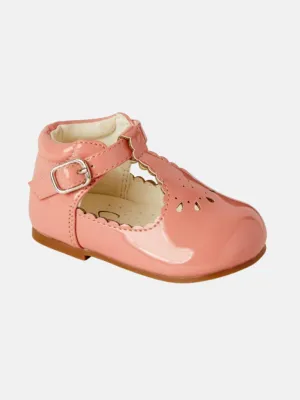 Girls Petal Hard Soled Shoe - Peach Orange