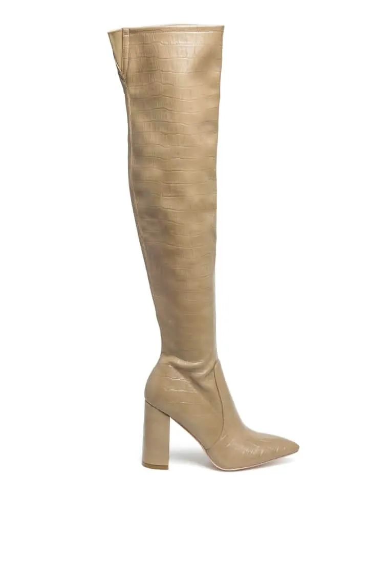 Glamorous Thigh High Block Heel Fashion Boots