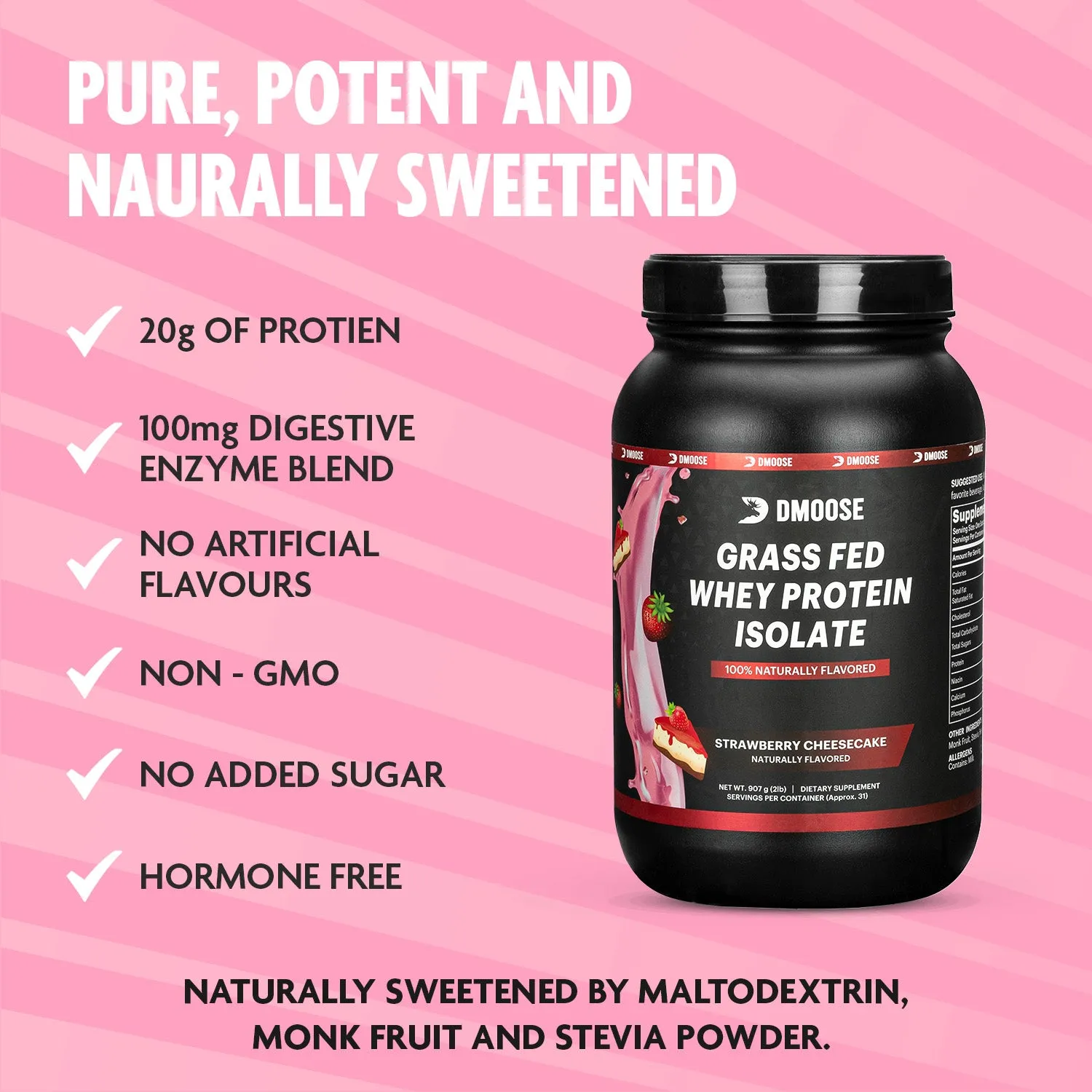 Grass-Fed Whey Protein Isolate - Pure, Natural, High Protein