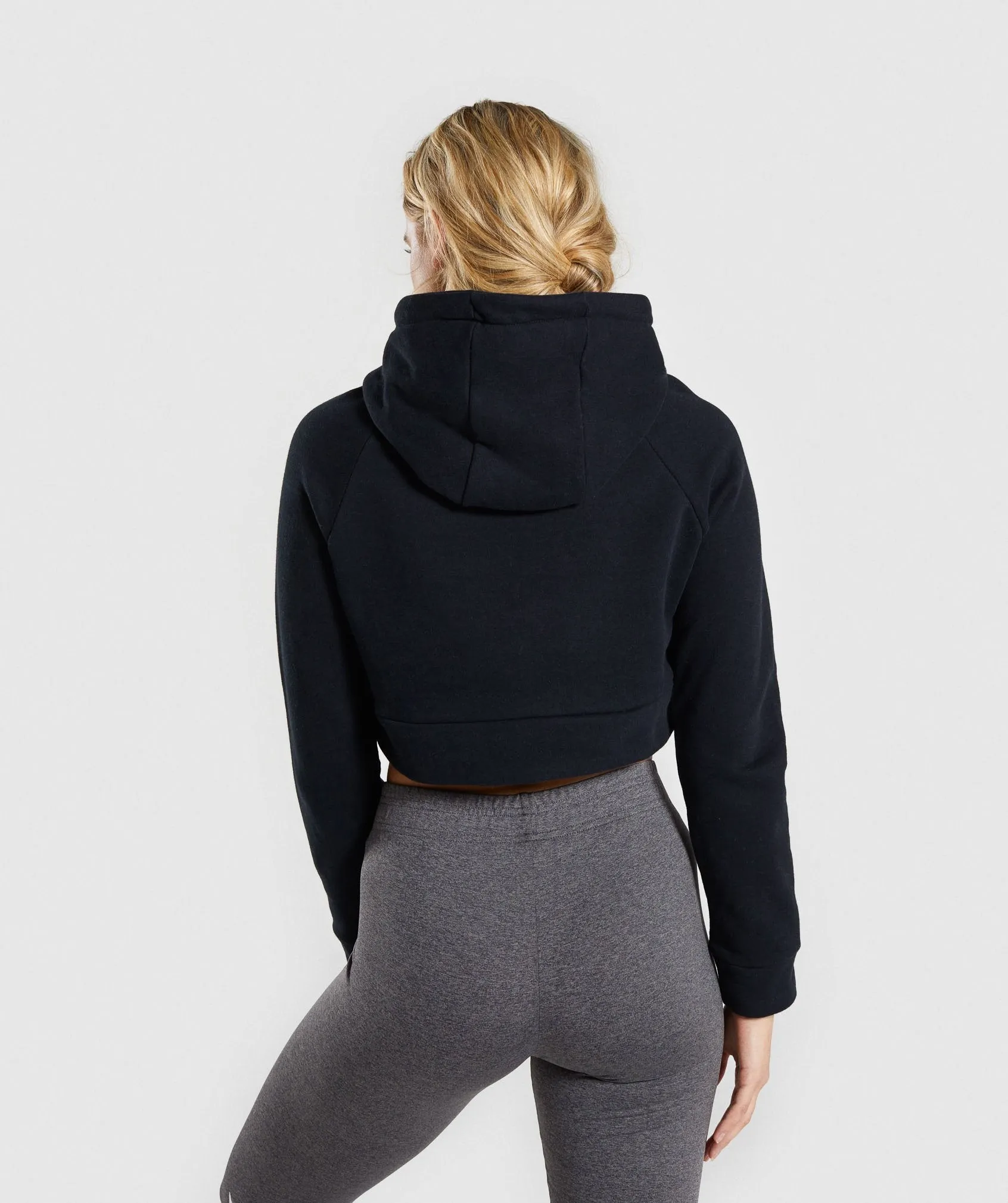 Gymshark Cropped Crest Hoodie - Black