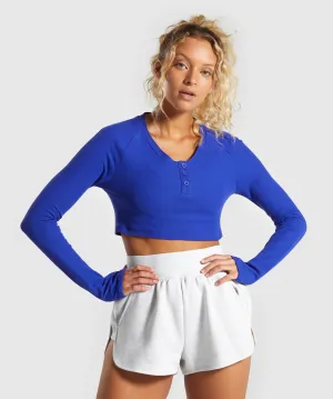 Gymshark Legacy Fitness Long Sleeve Crop Top - Blue