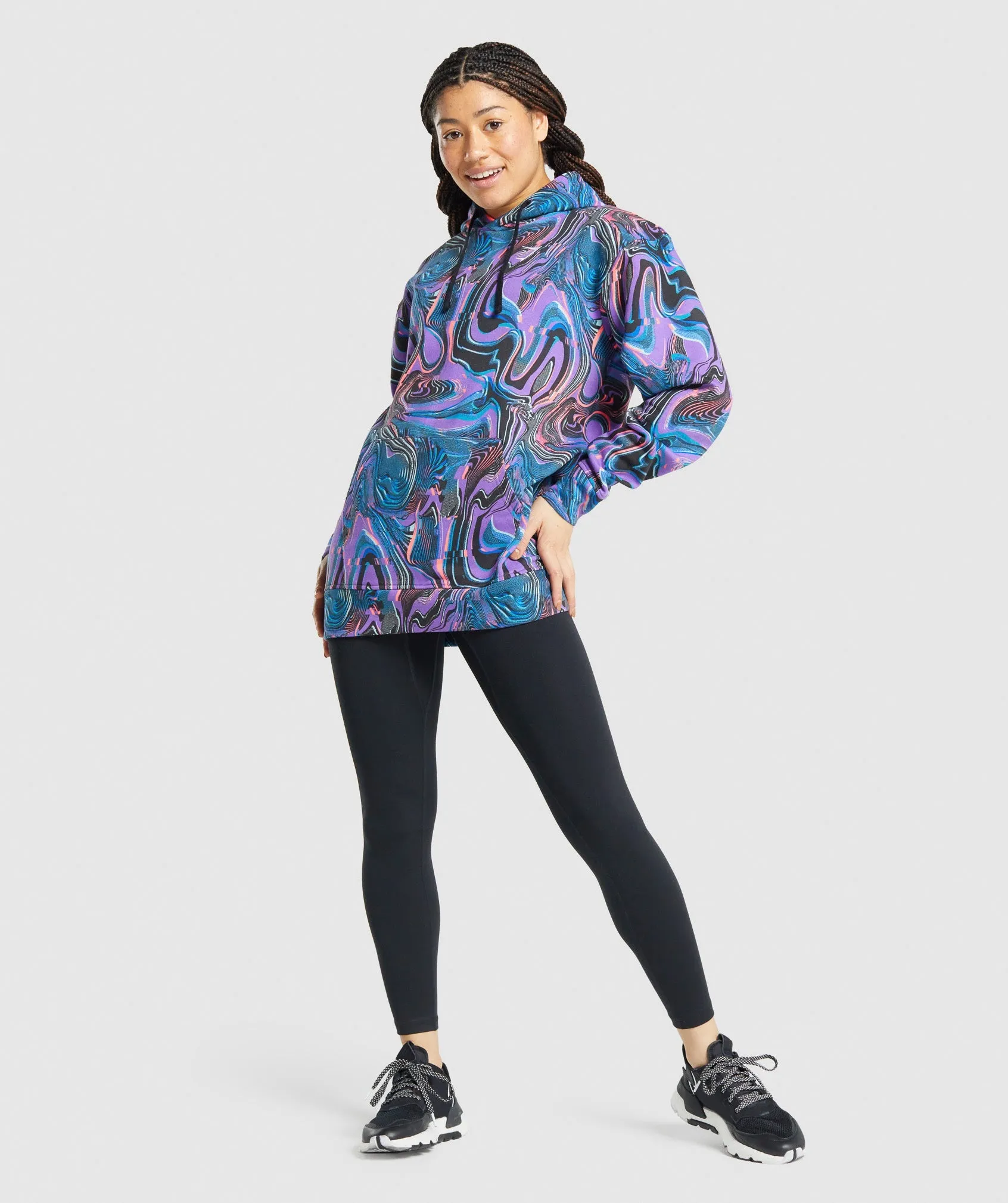 Gymshark Pre-Workout Graphic Hoodie - Purple Print