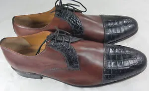 Handmade Black Brown Men Leather Shoes, Men Lace Up Brogue Cap Toe Formal Shoes