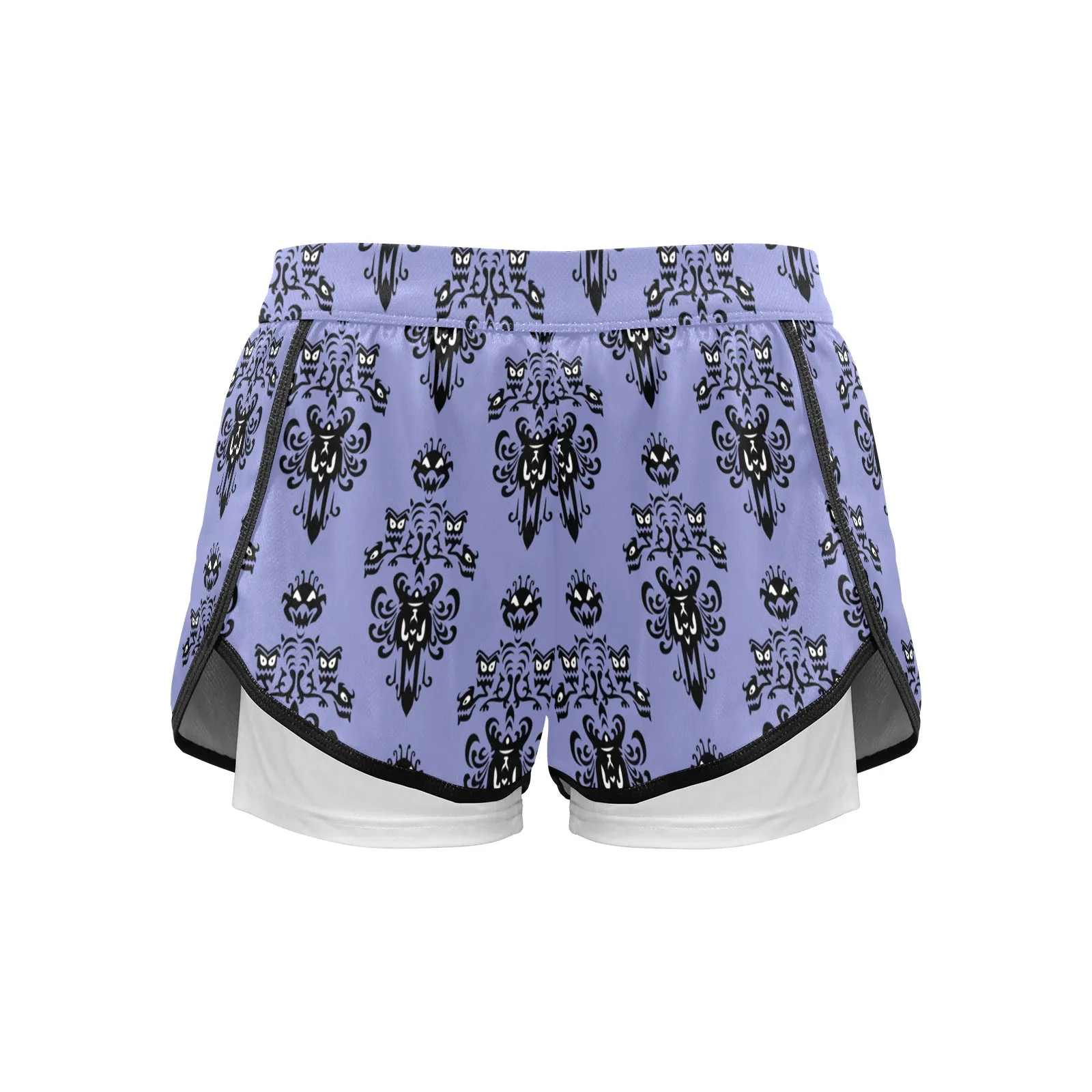 Haunted Mansion Wallpaper Women's Sports Shorts With Compression Liner