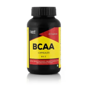 Healthvit Fitness BCAA 1000mg Supplement for Workout | L-Leucine, L-Isoleucine and L-Valine in the ratio of 2: 1: 1 with L-Glutamine & L-Citrulline Malate – 60 Capsules