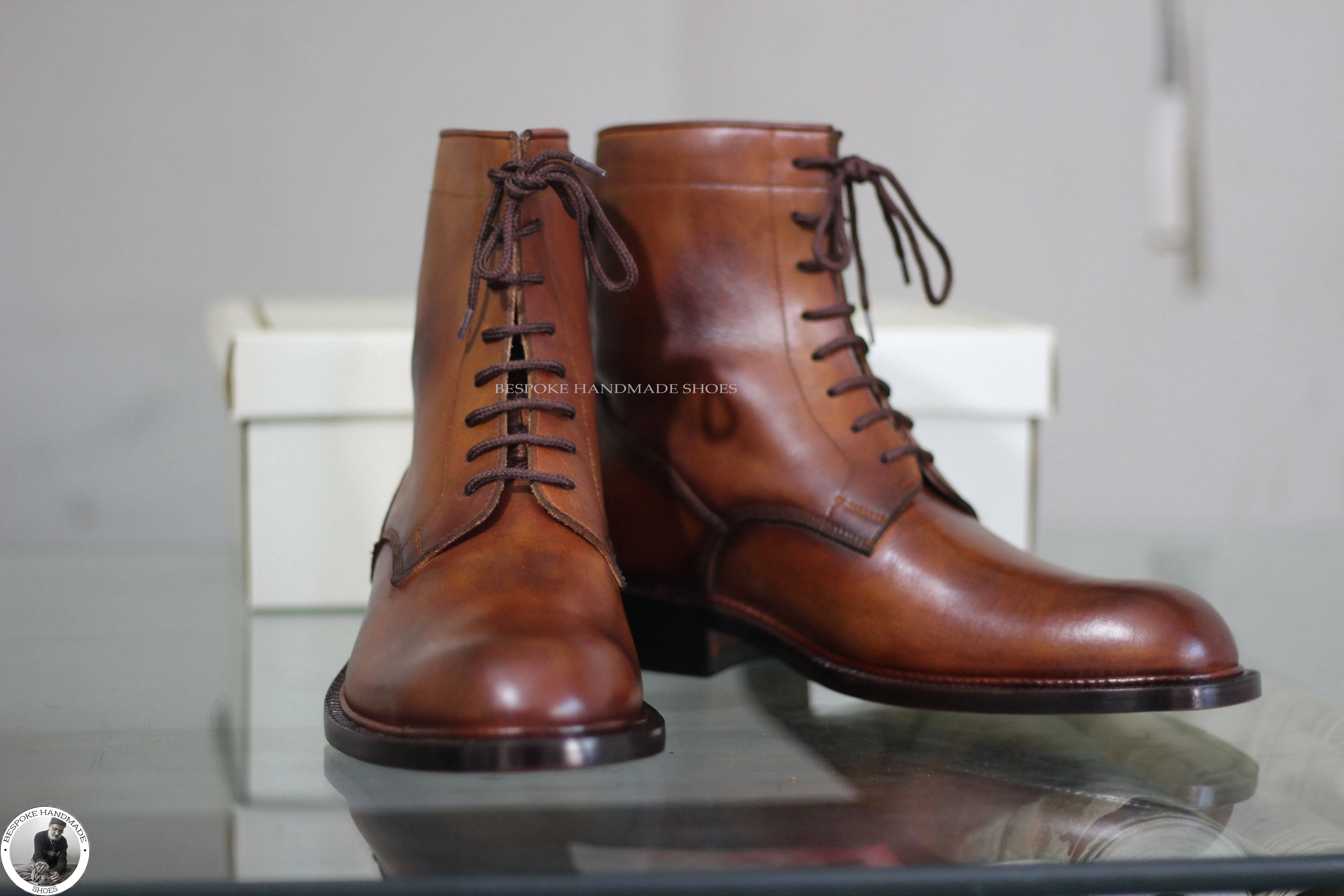 High Ankle Lace Up Derby Toe Cap Button Boot