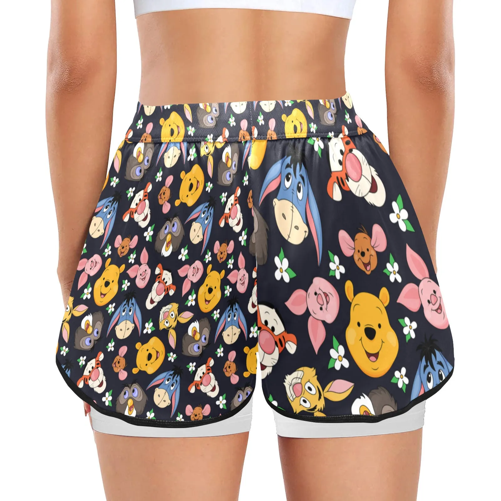 Hundred Acre Wood Friends Women's Sports Shorts With Compression Liner