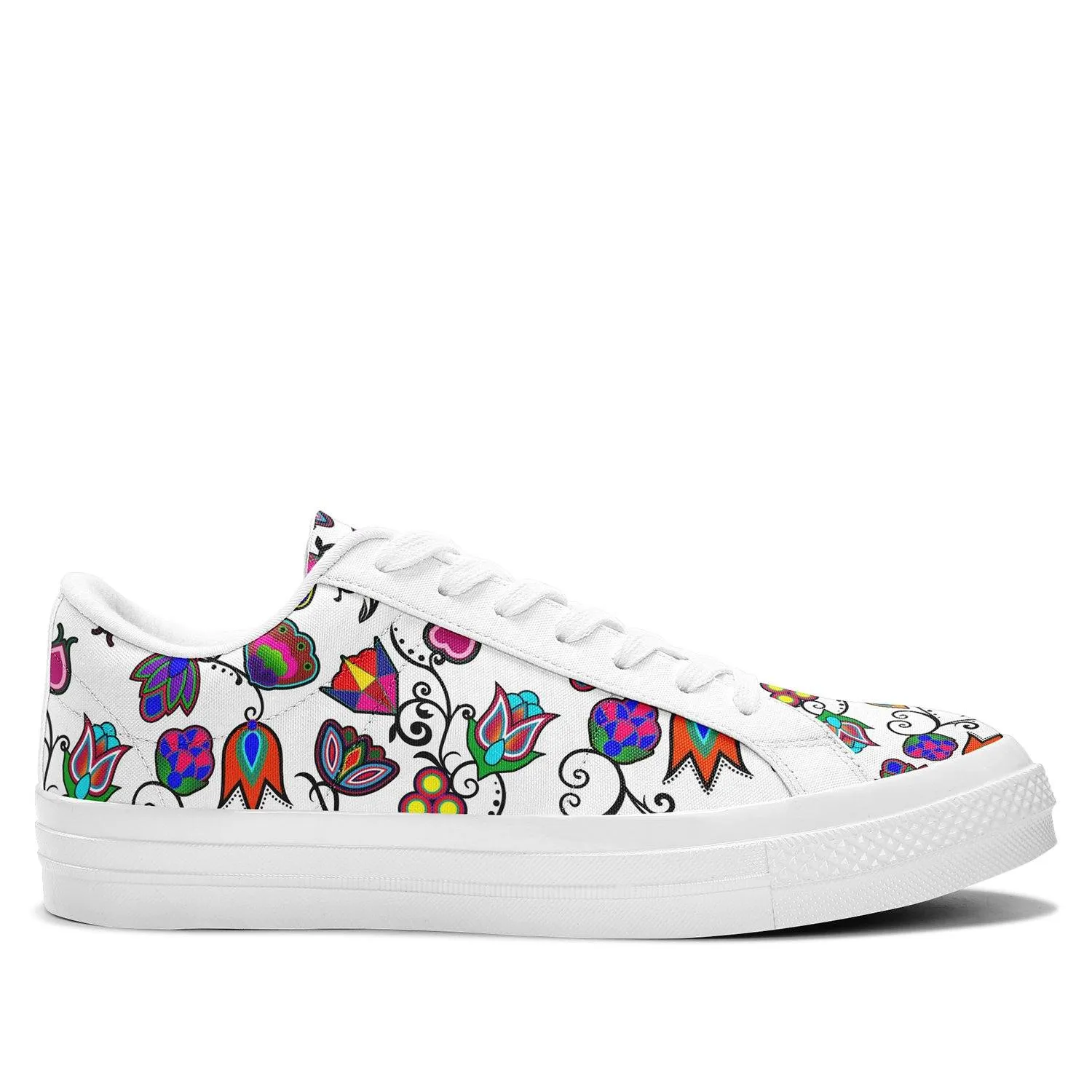 Indigenous Paisley White Aapisi Low Top Canvas Shoes White Sole