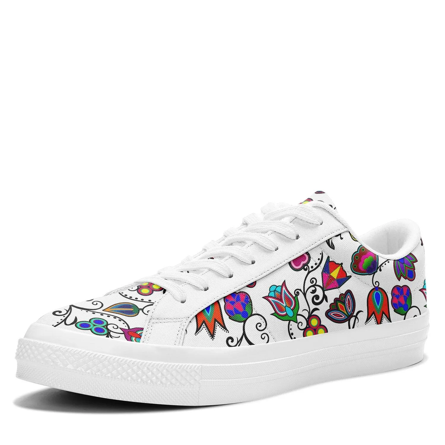 Indigenous Paisley White Aapisi Low Top Canvas Shoes White Sole