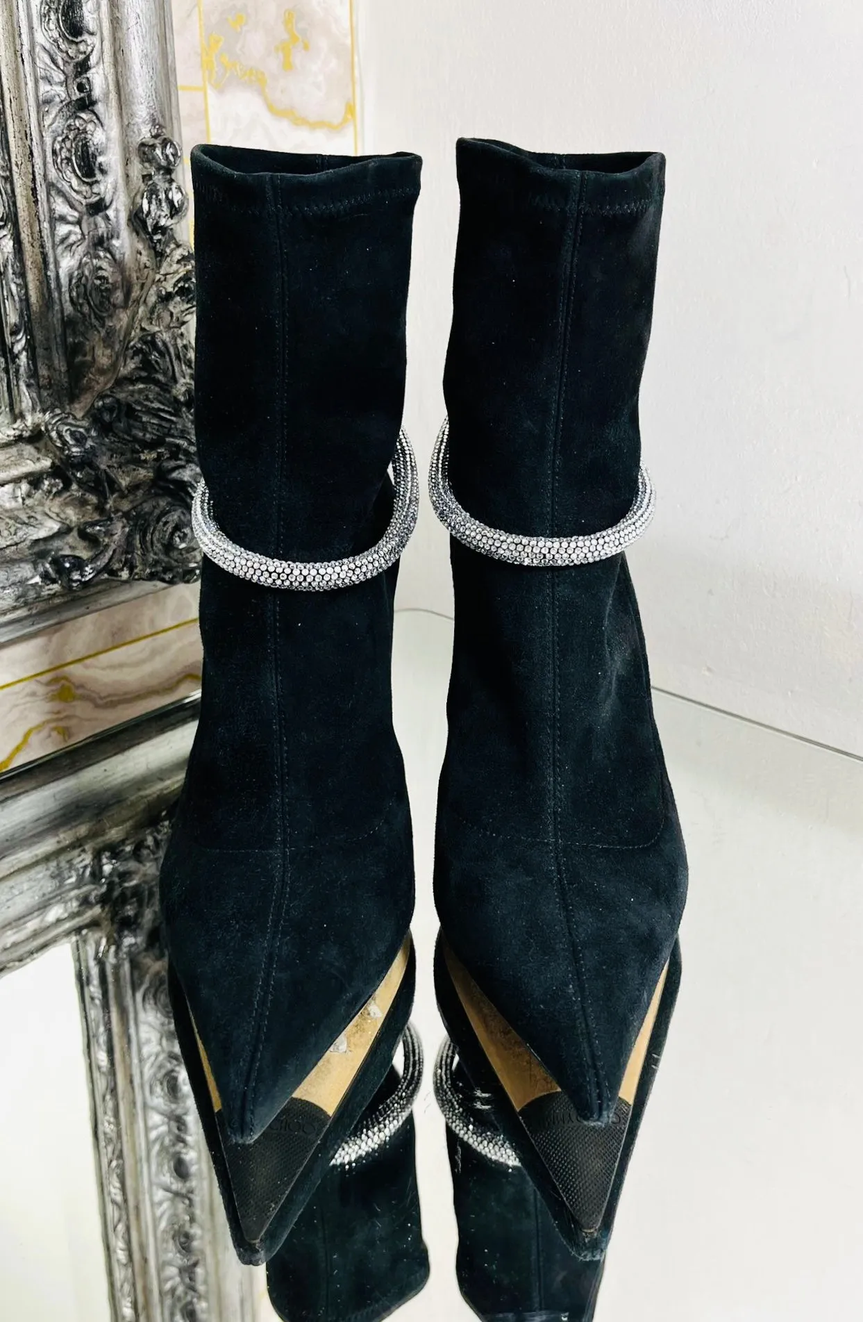 Jimmy Choo Suede Embellished Ankle Boots. Size 39