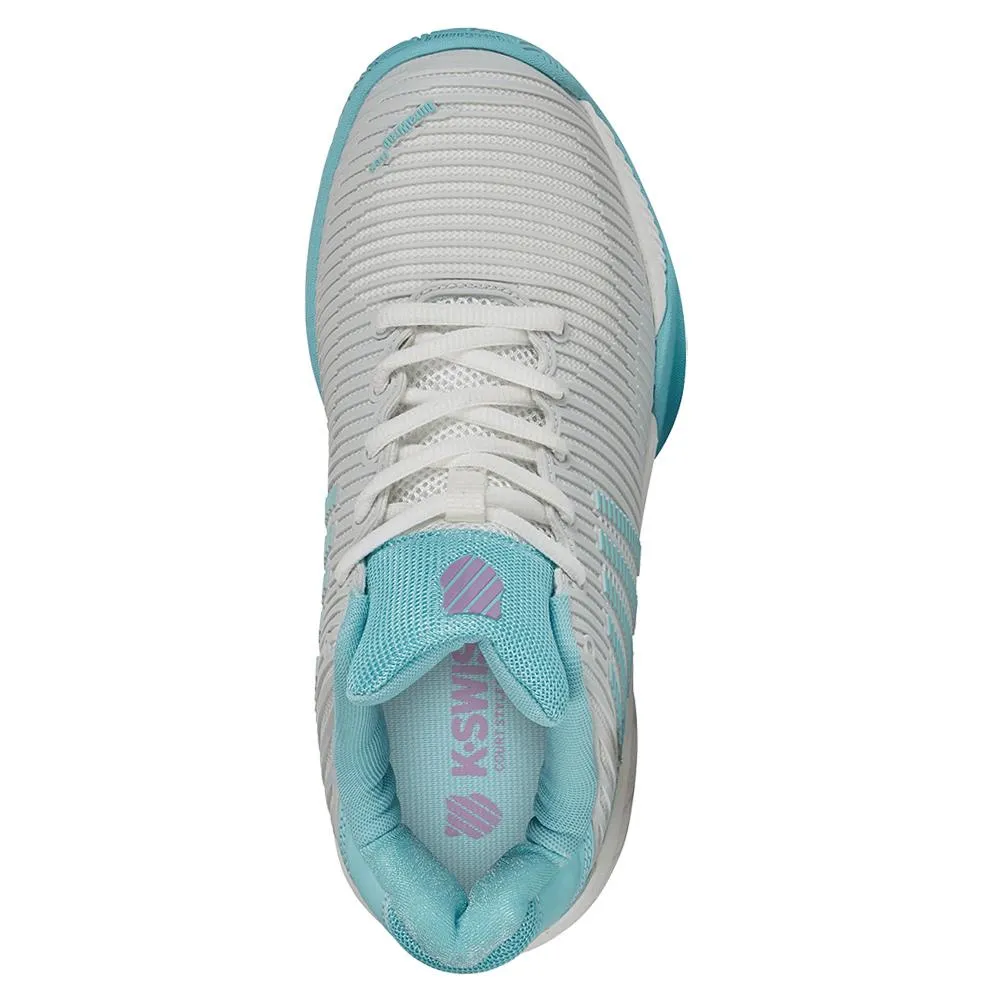 Juniors` Hypercourt Express 2 Tennis Shoes Brilliant White and Angel Blue