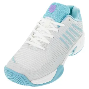 Juniors` Hypercourt Express 2 Tennis Shoes Brilliant White and Angel Blue