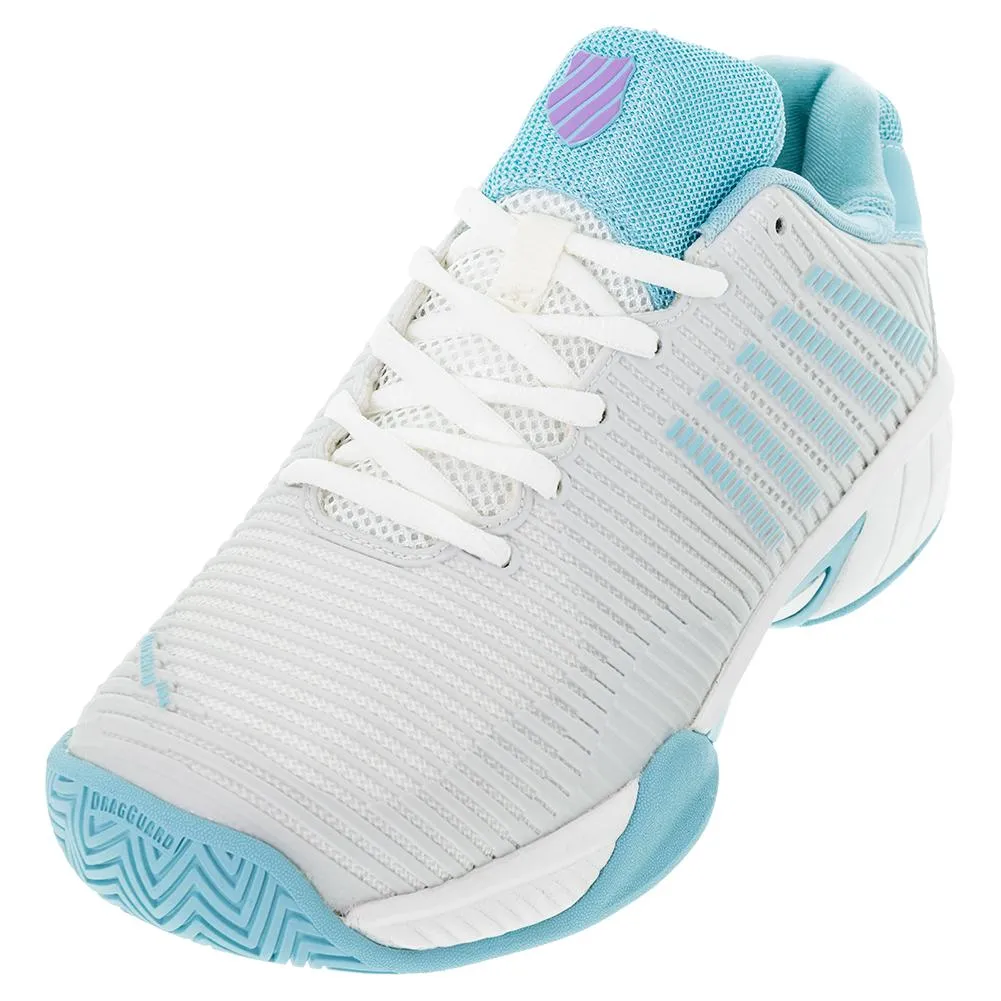 Juniors` Hypercourt Express 2 Tennis Shoes Brilliant White and Angel Blue