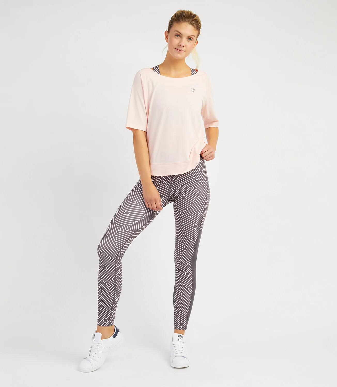 Laura Leggings - Anthracite/Pale Rose Print