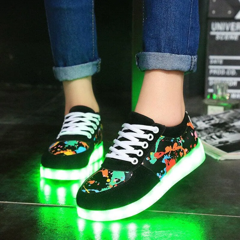 Led Shoes Graffiti Perfect Design  | Dancing Led Light Shoes  | Kids Led Light Shoes  | Led Light Shoes For Women