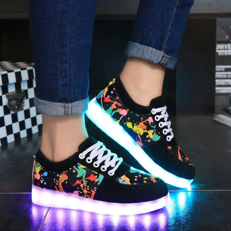 Led Shoes Graffiti Perfect Design  | Dancing Led Light Shoes  | Kids Led Light Shoes  | Led Light Shoes For Women