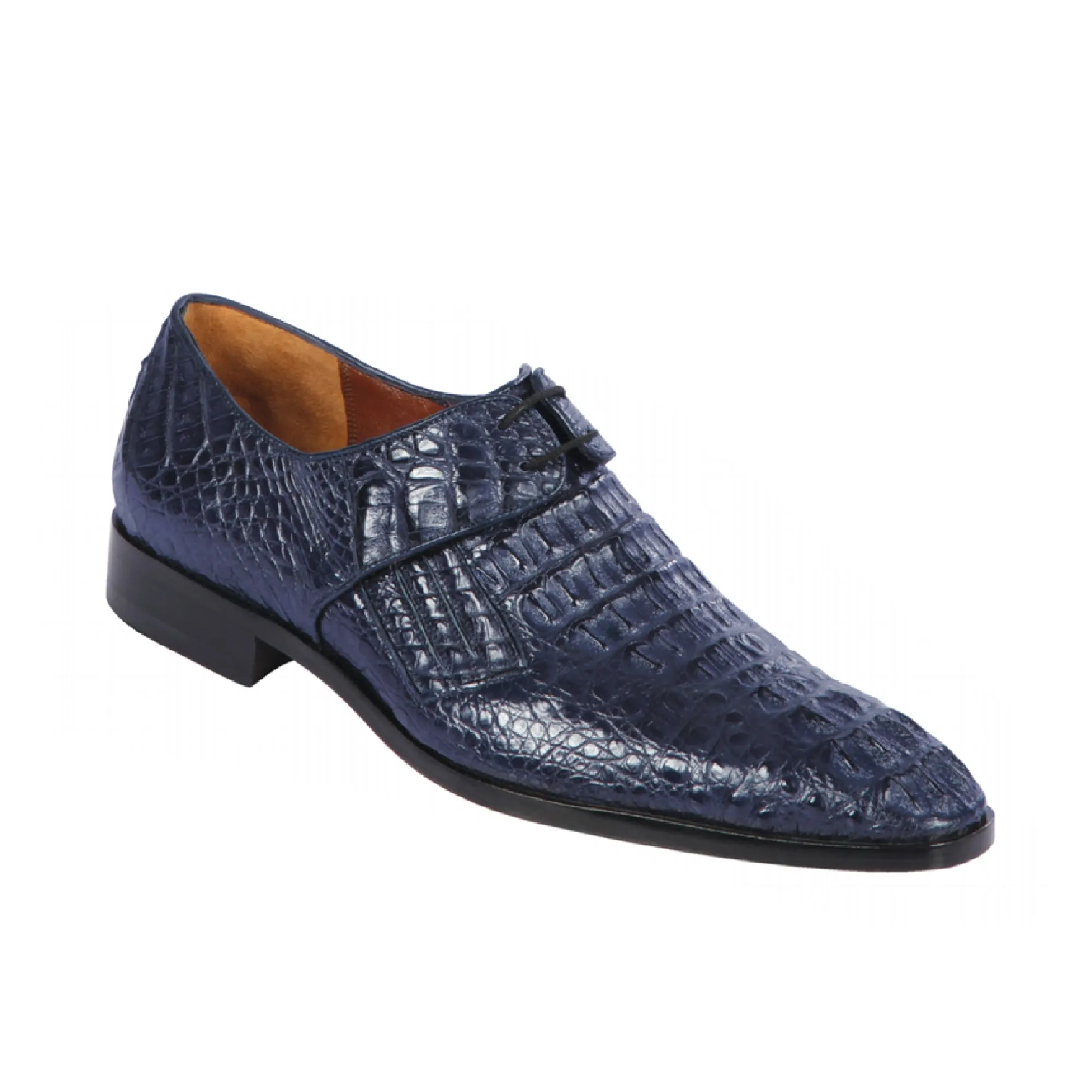 Lombardy Mens # ZlM020210 Drees Shoes | Style M-02| Caiman Hornback Boots | Color Navy Blue