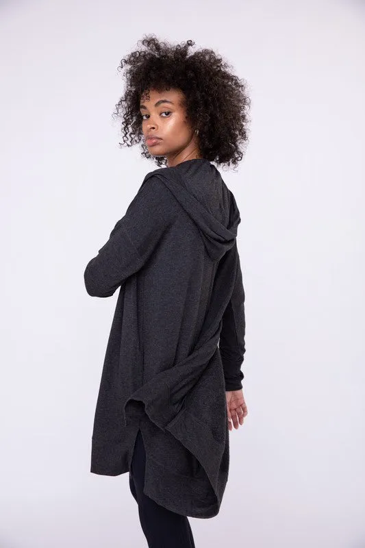 Longline Hooded Cardigan with Pockets