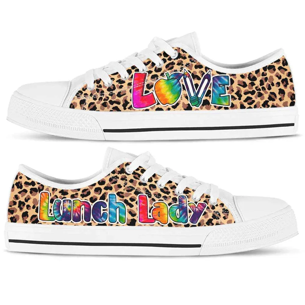 Lunch Lady Leopard Love Low Top Shoes, Teacher Shoes, Low Top Sneakers