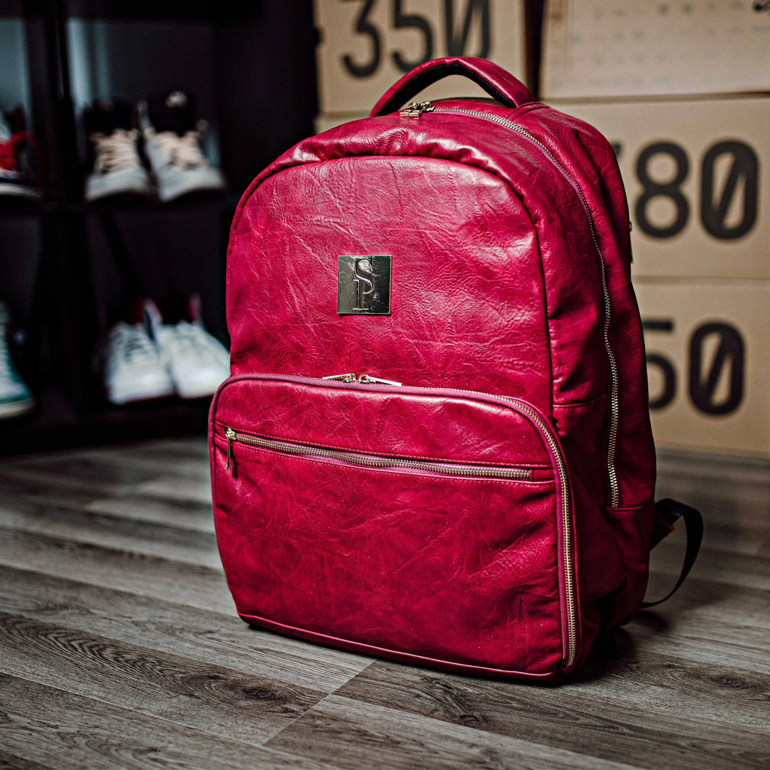 Maroon Tumbled Leather Commuter Bag