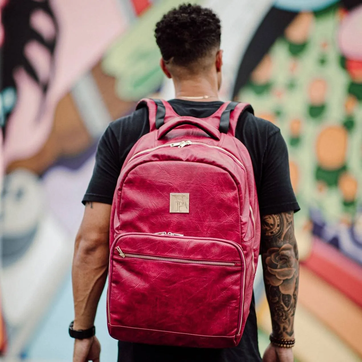 Maroon Tumbled Leather Commuter Bag