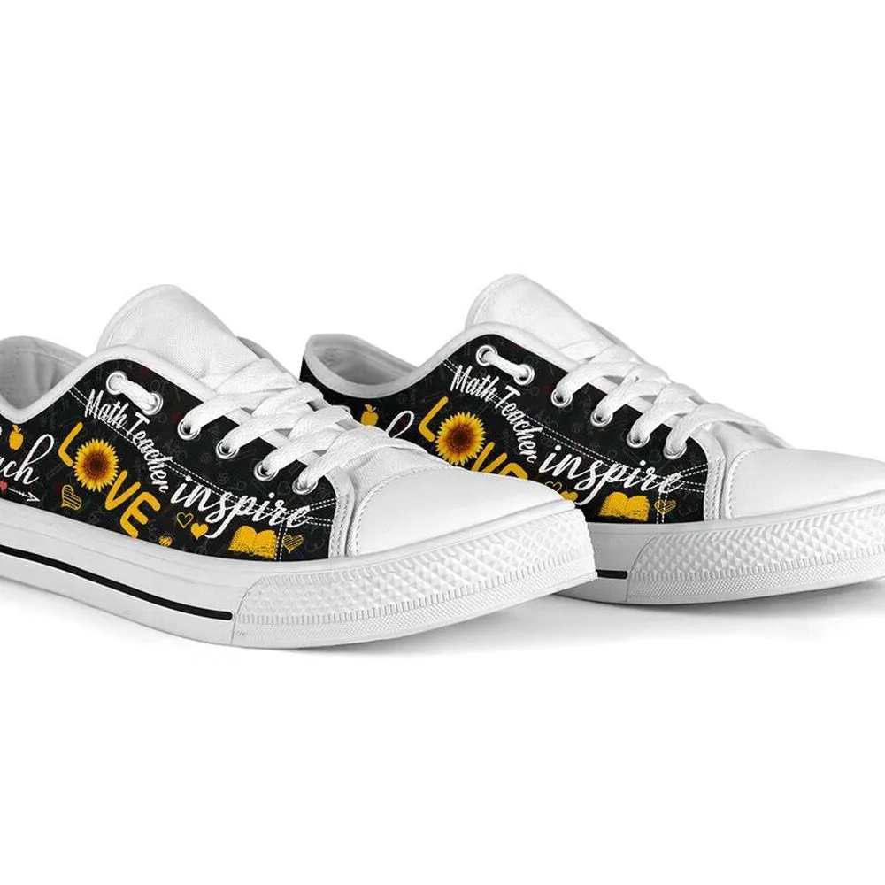 Math Teacher Teach Sunflower Low Top Shoes, Teacher Shoes, Low Top Sneakers